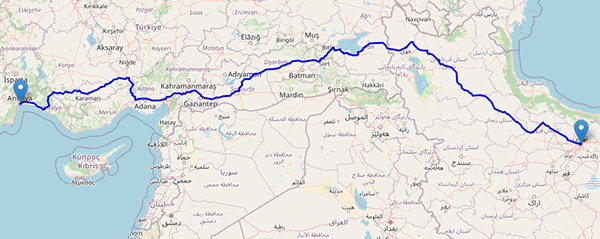 فاصله هوایی تهران تا آنتالیا چقدر است؟